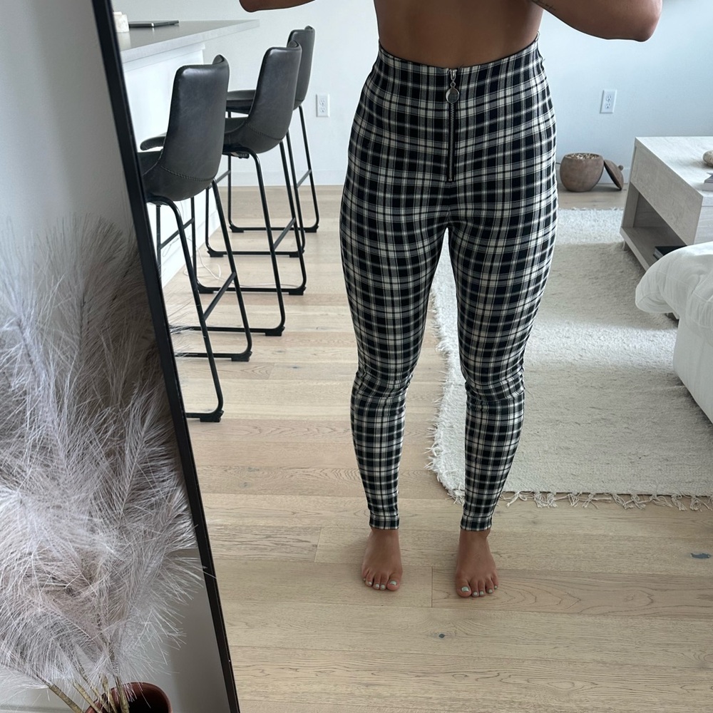 Zara Plaid stretch leggings